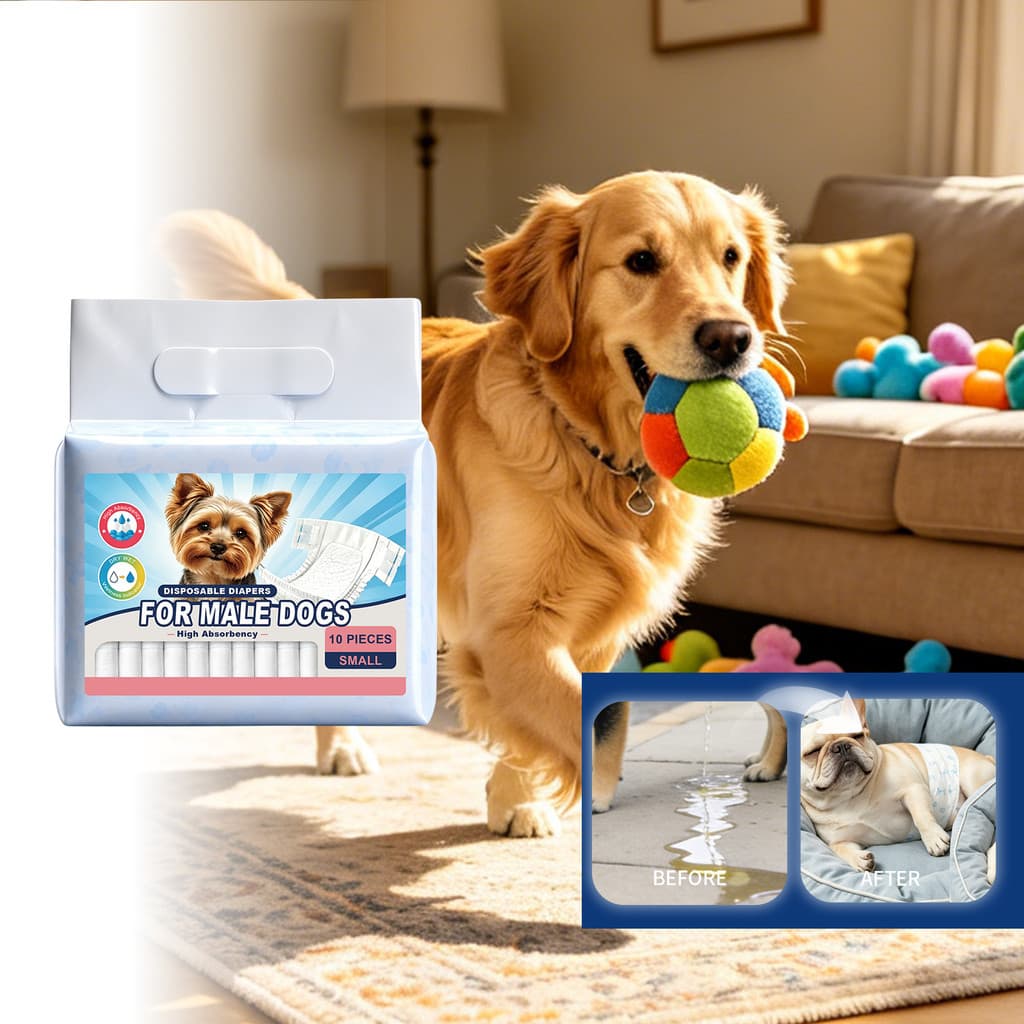 EelJoy Fraldas Descartáveis para Cães Masculinos Fraldas para Cães Função de Alta Absorção de Água Fraldas Respiráveis à