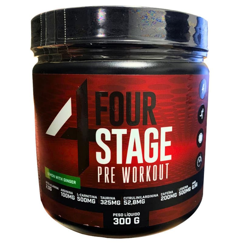 Pré-Treino Four Stage Suplemento Pré Workout Limão Gengibre Energia Explosão Treino Intenso Pump