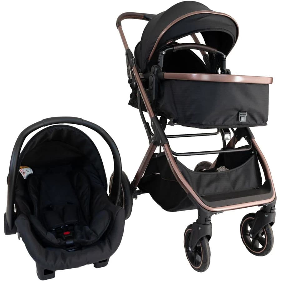 Carrinho de Bebê Zoe  + Bebê Conforto Coccon  Zoe Preto - Galzerano