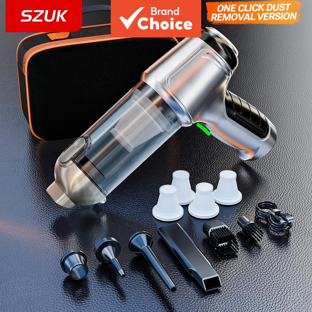 Aspirador de pó 4 em 1 sem fio SZUK, soprador recarregável, portátil para carro, mini aspirador úmido/seco, máquina de
