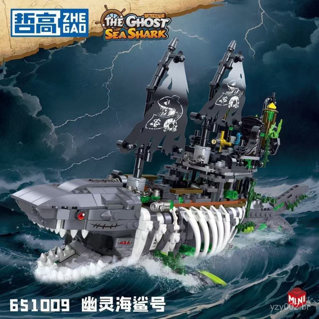 Mais de 1200 Peças de Blocos de Montar Lego, Série Navio Pirata, Tubarão Fantasma, Pérola Negra No. Brinquedo de montar 