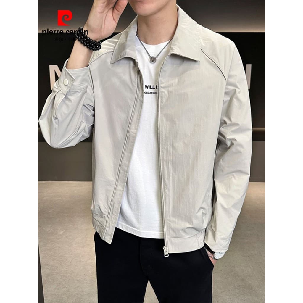 Pierre Cardan Lapela Jaqueta Masculina 2026 Primavera Outono Simples Jaqueta Masculina Casual Cor Sólida Top High-End