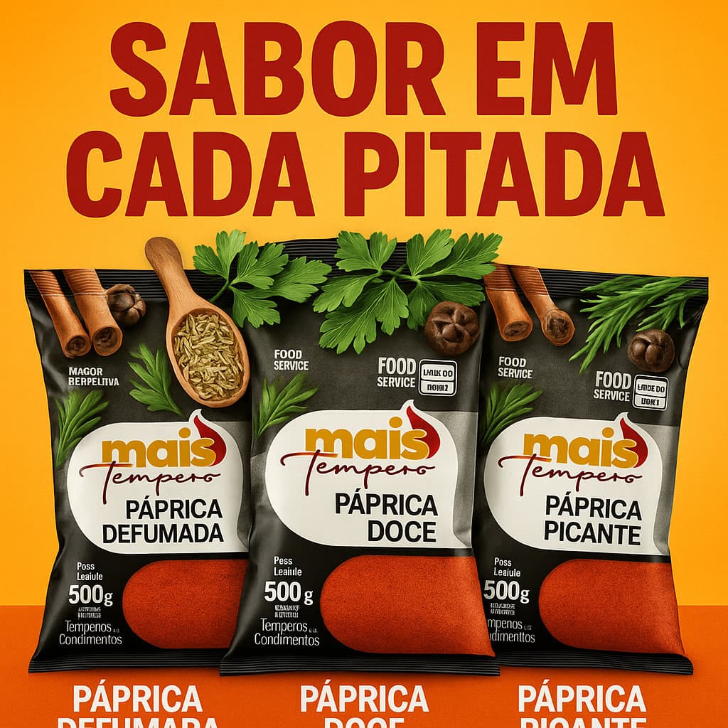Kit 3 Páprica Defumada + Doce + Picante 500g De Cada 1,5kg Total - Super Linha Premium Mais Tempero