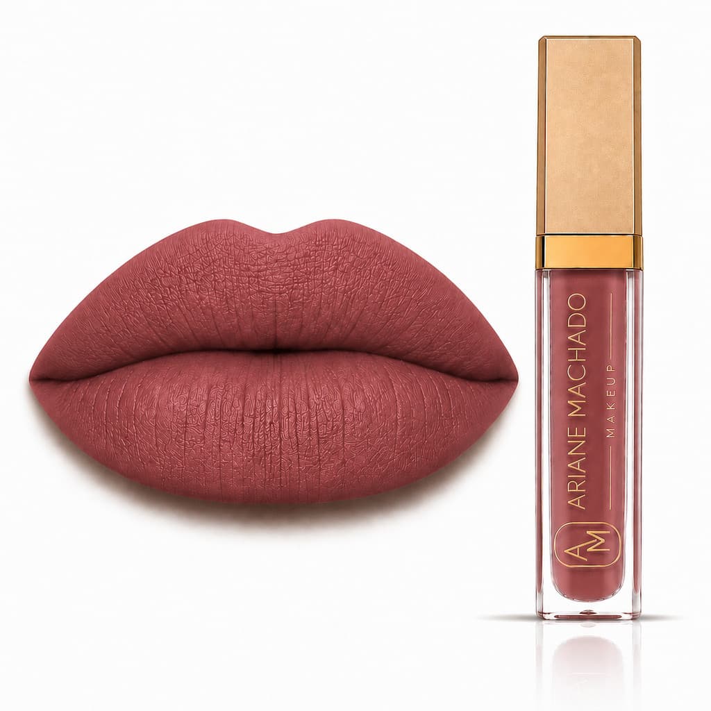 Batom Matte Líquido  Bia Rosa Queimado Alta Pigmentação Longa Duração - Ariane Machado Makeup