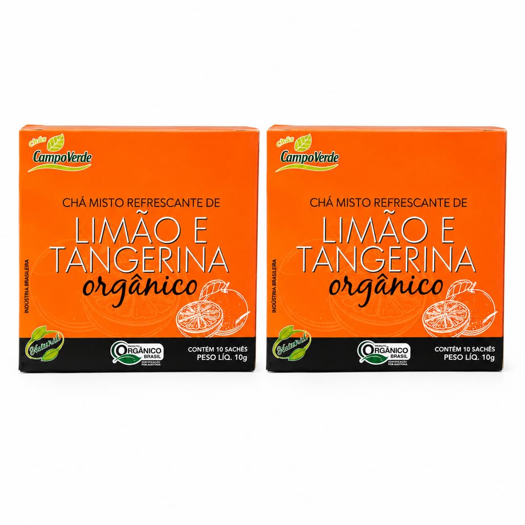 Kit 2 Chá Misto Refrescante Tangerina e Limão Orgânico Caixa 10g Sachê Campo Verde
