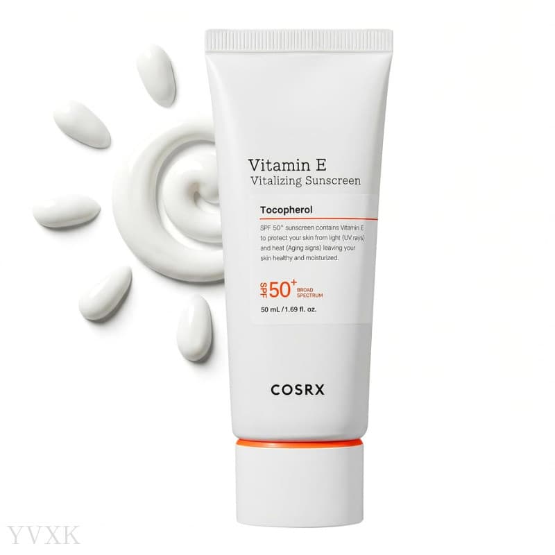 Protetor Solar COSRX com Vitamina E para Pele Oleosa, FPS 50, Protetor Solar Facial com Brilho Natural, Leve, Não Pegajo