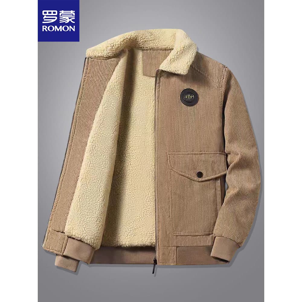 Lomon jaqueta masculina inverno forro de lã engrossado acolchoado jaqueta solta Casual Workwear acolchoado jaqueta pai u