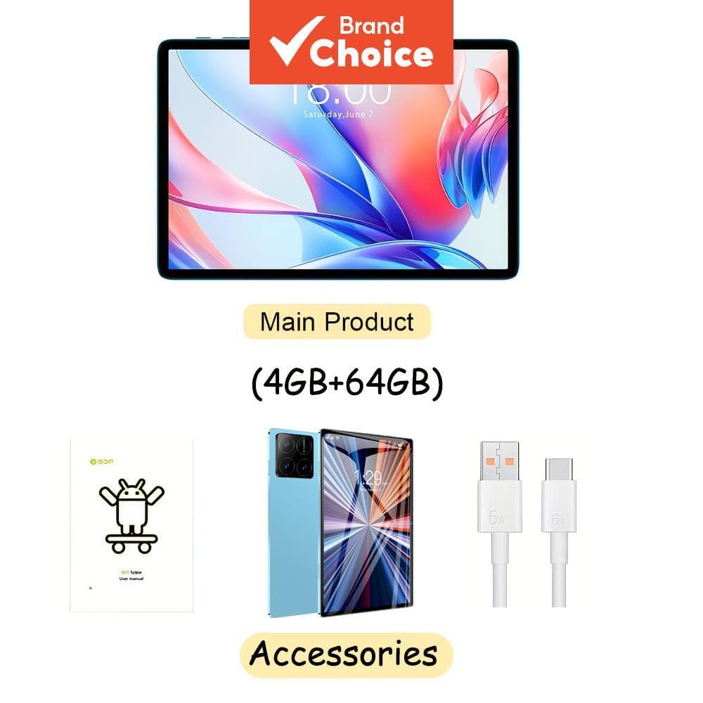 Tablet Android 10,1 polegada 4GB RAM 64GB ROM Suporta rede celular, Wi-Fi e Bluetooth (azul)