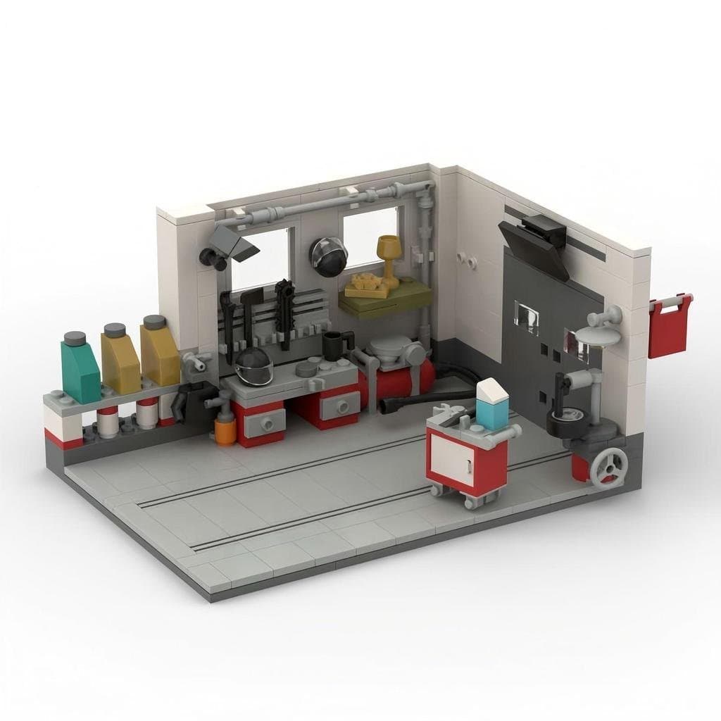 Oficina de Reparação de Carros MOC, Brinquedo Criativo, Presente de Aniversário, Blocos de Montar Compatíveis com Lego, 
