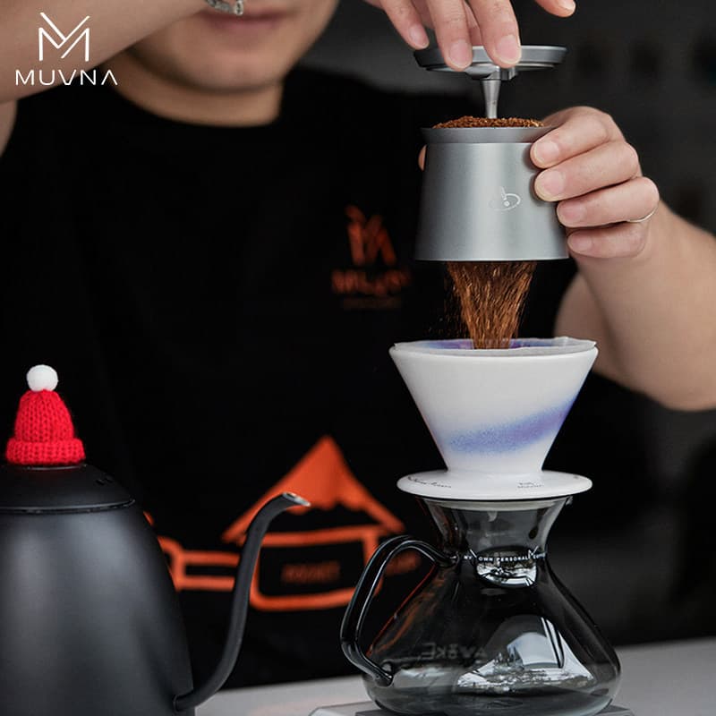 Copo Dosador de Café MUVNA, Dispensador de Grãos de Café para Pour-Over, 2 em 1 para Receber e Dispensar Grãos, 58mm