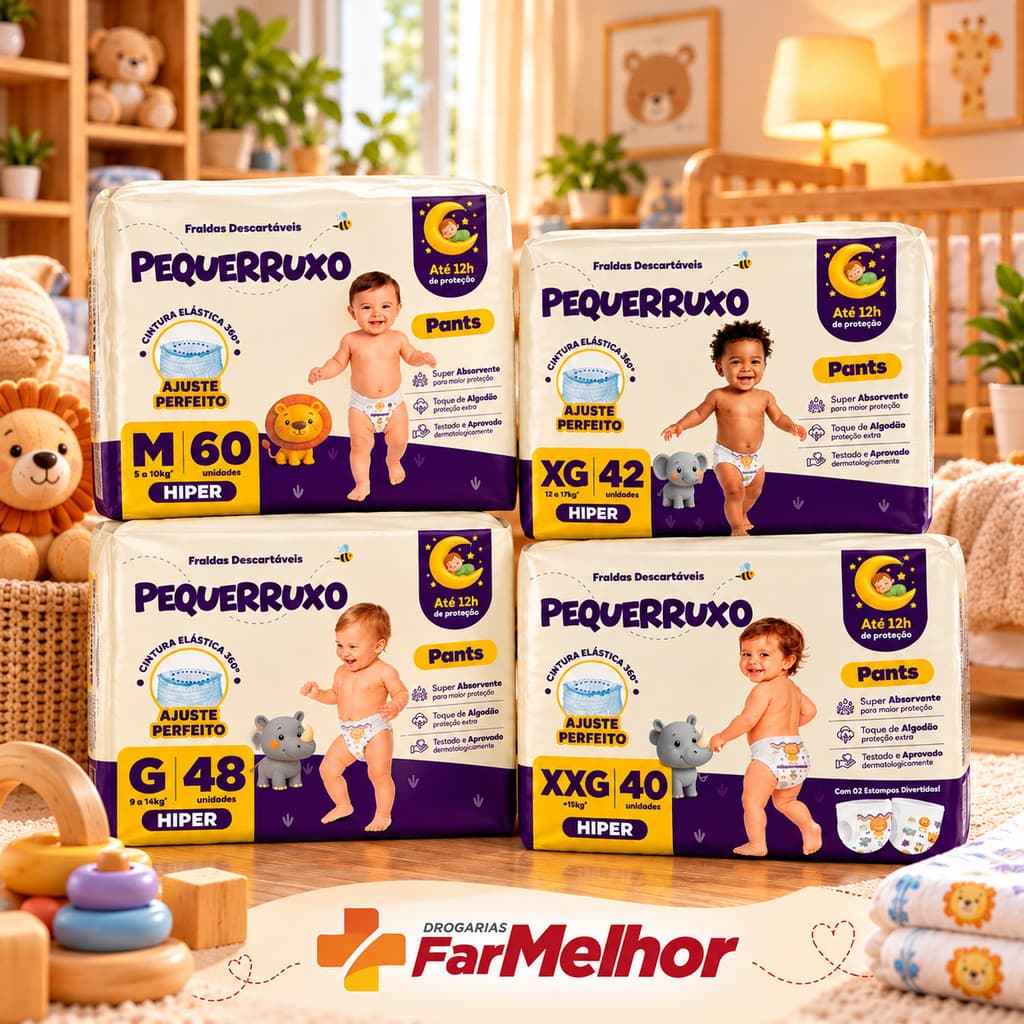 Fralda Descartavel Pequerruxo Hiper Pants M G XG XXG