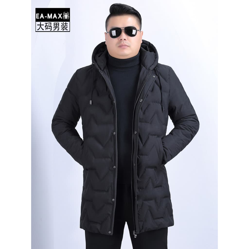 Plus size masculino inverno comprimento médio com capuz solto mais gordura plus size jaqueta masculina jaqueta gorda Y89