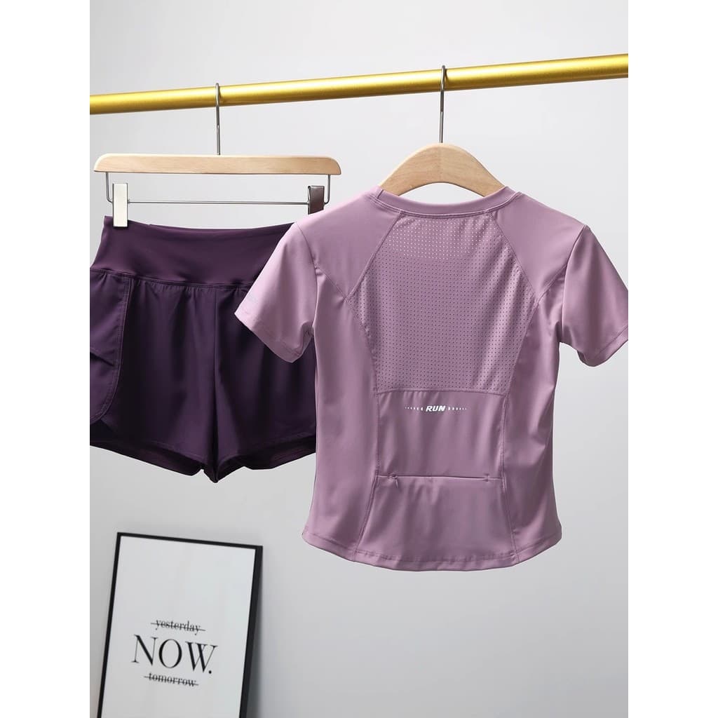 Roupas de Fitness terno esportivo feminino verão volta cintura bolso pode segurar roupas de Yoga do telefone móvel de ma