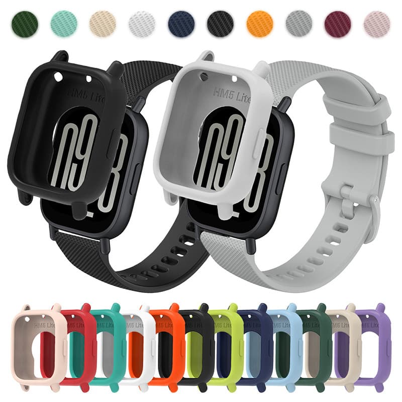 Pulseira Strap+ Capinha Capa Case Silicone Para Relógio Smartwatch Redmi Watch 5 Active / Redmi Watch 5 Lite Acessórios