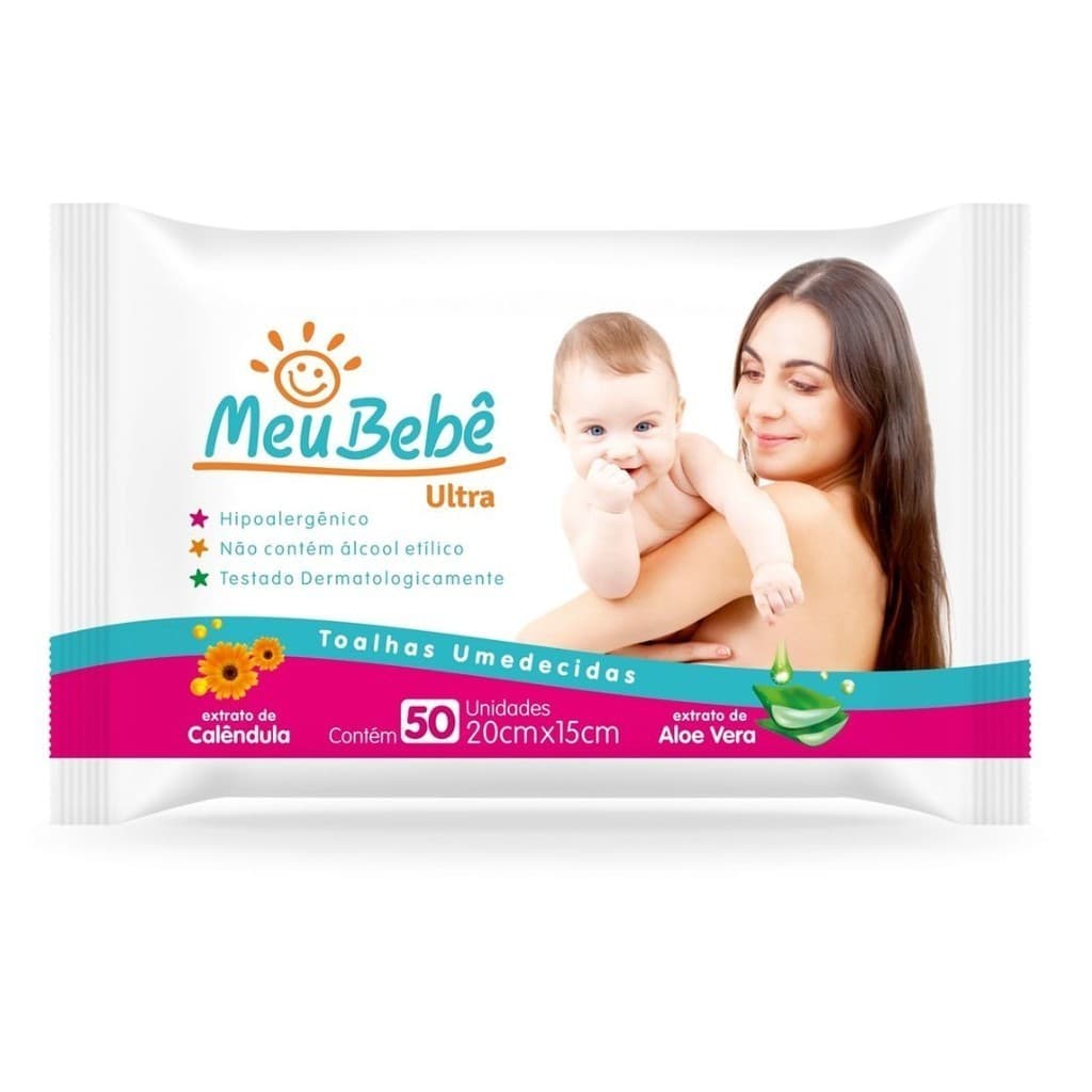 Lenço/Toalha umedecida Meu Bebê Ultra c/ 50 Unidades