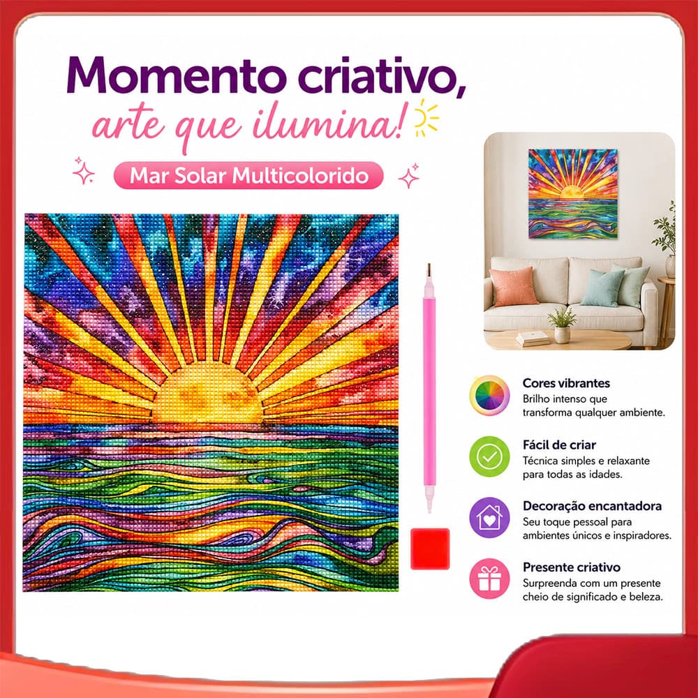 Conjunto de pintura diamante adulto 5D Symphony Sunrise 30x30cm adequado para decoração de parede, feito à mão