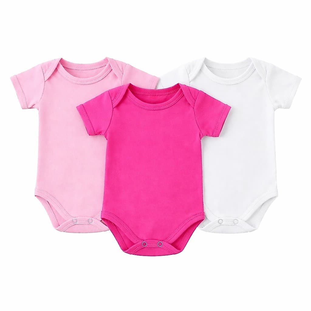 Kit 3 Body Bebê Manga Curta 100% Algodão Liso Menina Menino Neutro Confortável  Unissex Enxoval