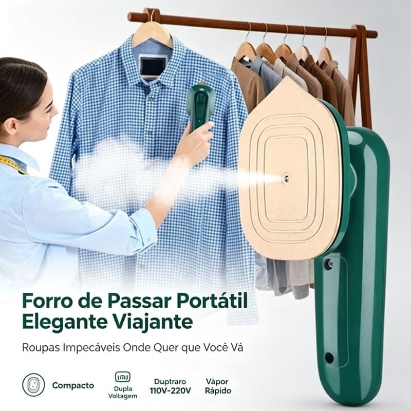 Mini Ferro Bivolt De Passar Roupa a vapor Portátil Cabe Na Mala Bolsa Viagem voltik