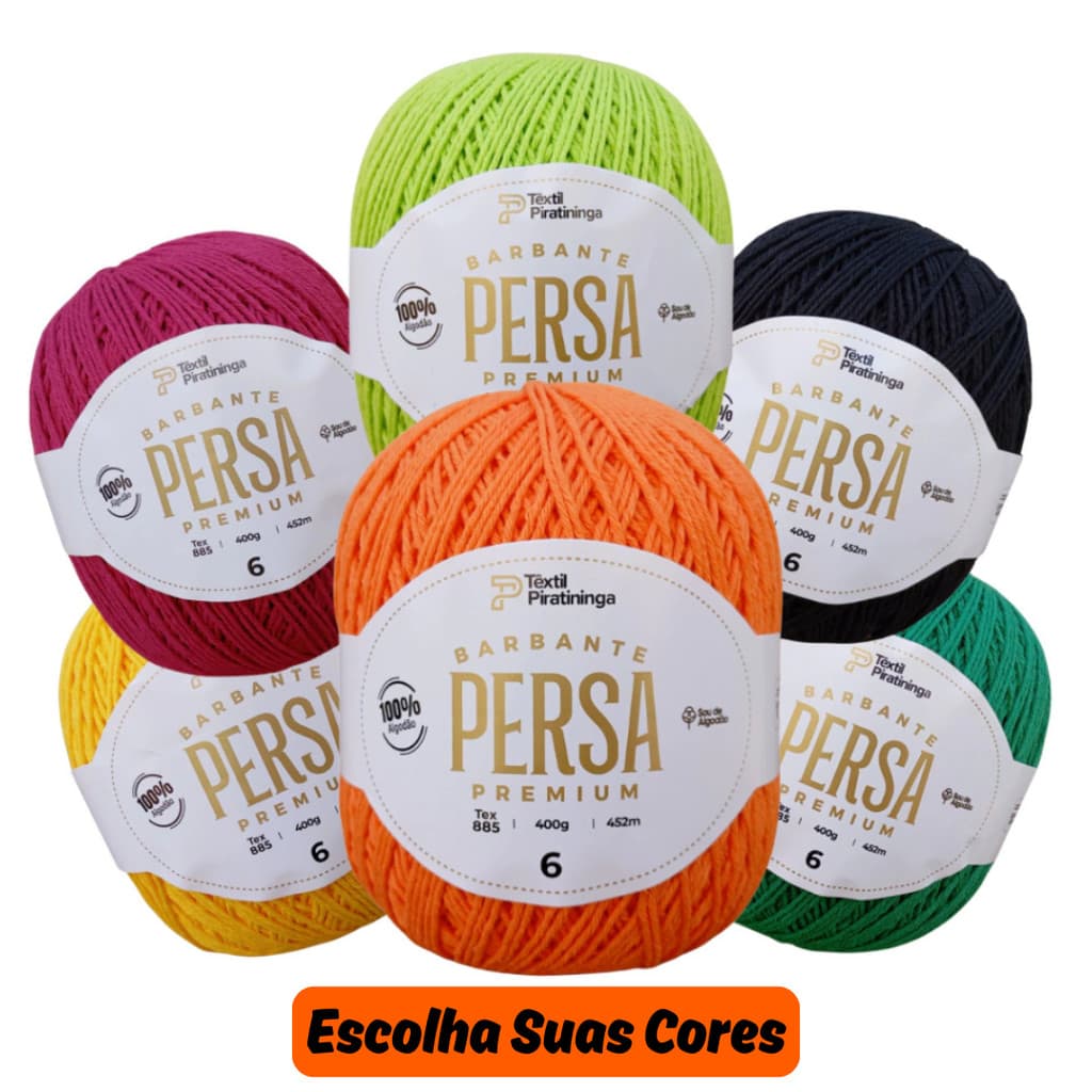 Barbante Persa Premium 400g Fio 6 4/6 452m 100% Algodão para Crochê e Artesanato