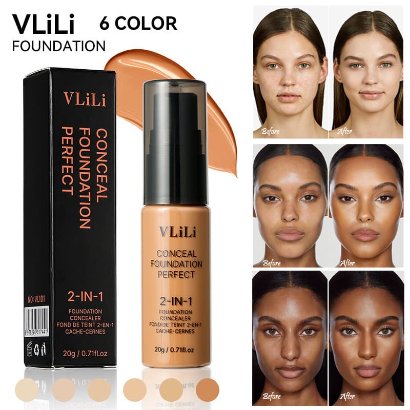 6 cores base líquida fundação creme corretivo marcas de Acne cobrir olheiras de longa duração à prova dwaterproof água l
