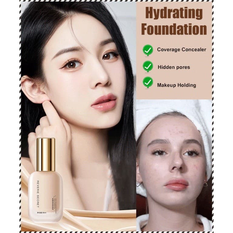 【Hidratação Profunda】Foundation Hydrating | Base Líquida/Hidratante/Leve/Maquiagem Diária | Base Líquida/Para Pele Seca/