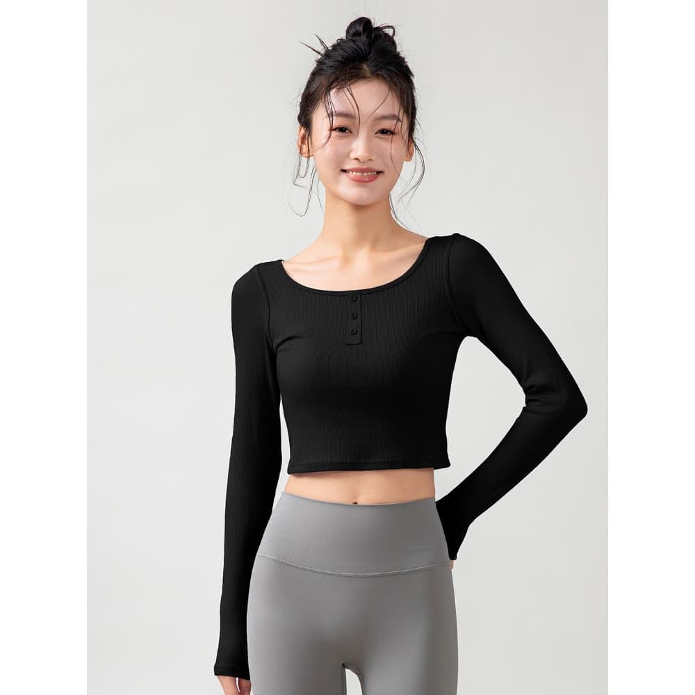 Roupas curtas de Yoga topo feminino roupas de treinamento de Pilates magro olhar correndo esportes de Fitness manga long