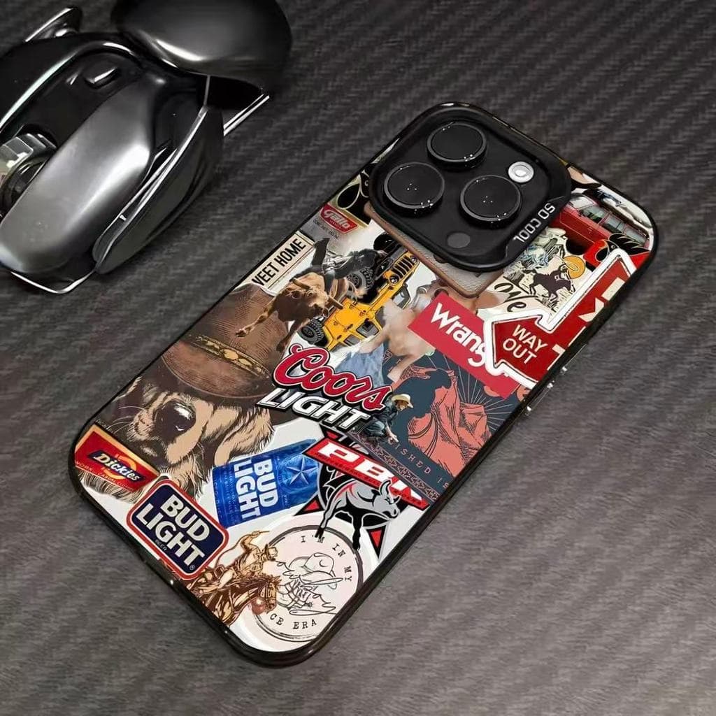 Resistente a arranhões Capinha para iPhone 17/16/15/14 Capa protetora para celular com estampa de cowboy do Velho Oeste