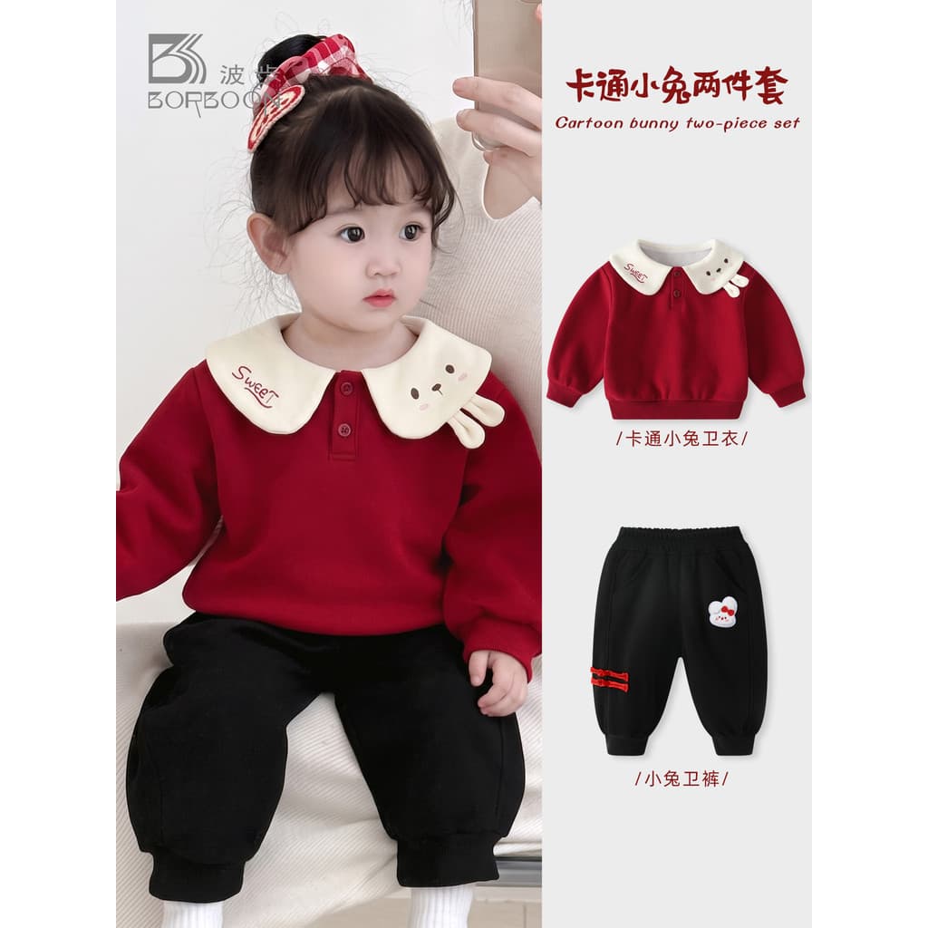 Bobu bebê menina outono moletom terno 2026 novo estilo menina pulôver crianças jaqueta roupas de outono bebê