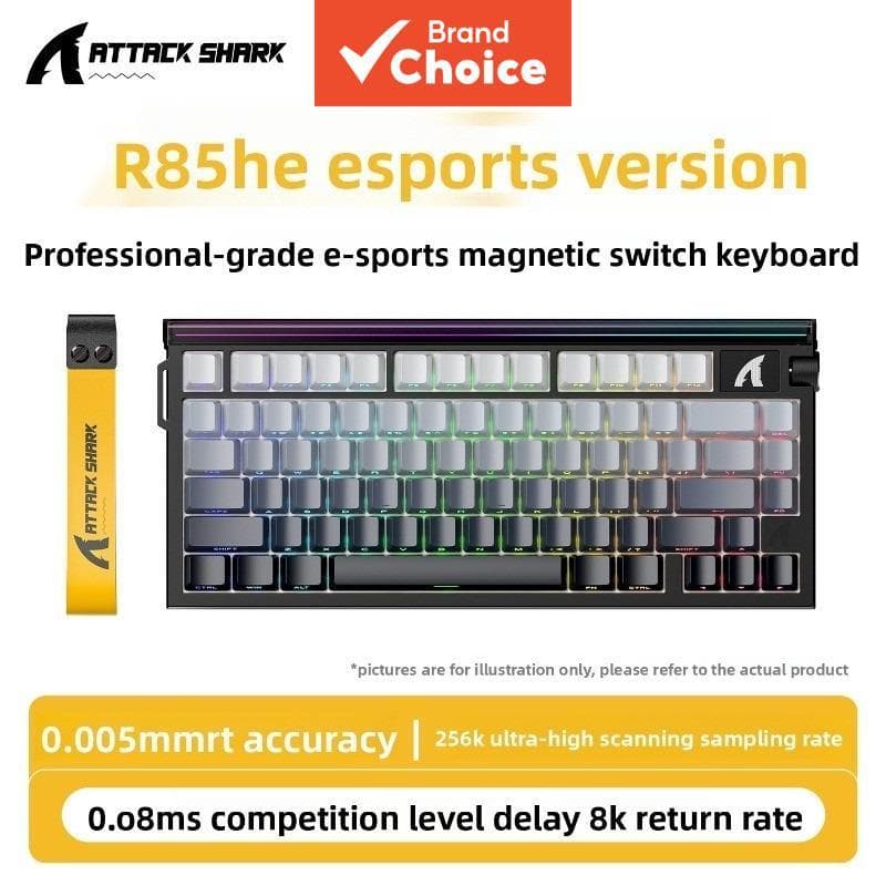 Teclado Mecânico Magnético ATTACK SHARK R85HE com Baixa Latência 8KHz, 75% com Fio, Switch Rápido, RGB e Caixa de Luz