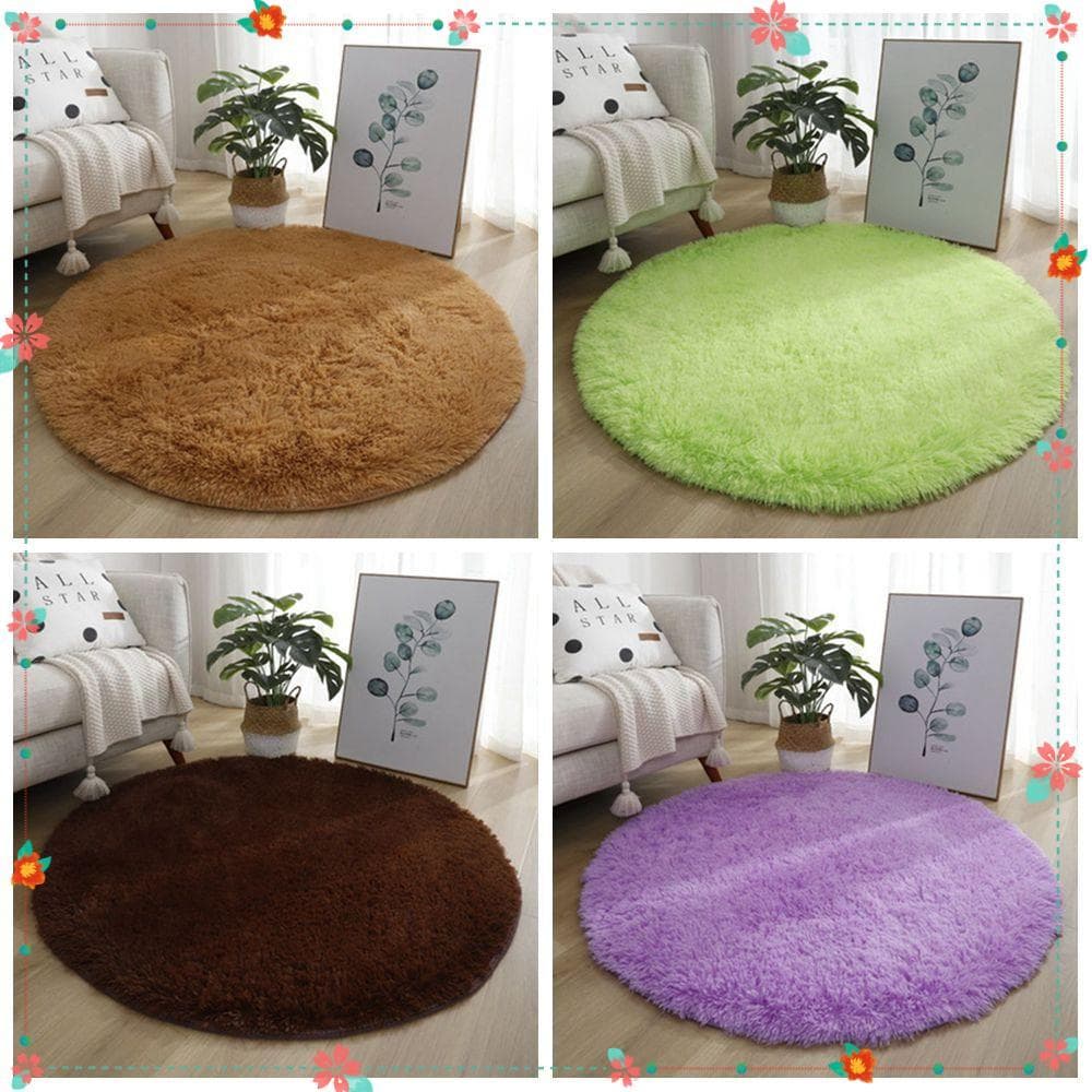 Tapetes De Sala De Estar , Tapete Redondo Antiderrapante De 40 Cm De Pé De Cor Sólida Espessado De Pelúcia Macio