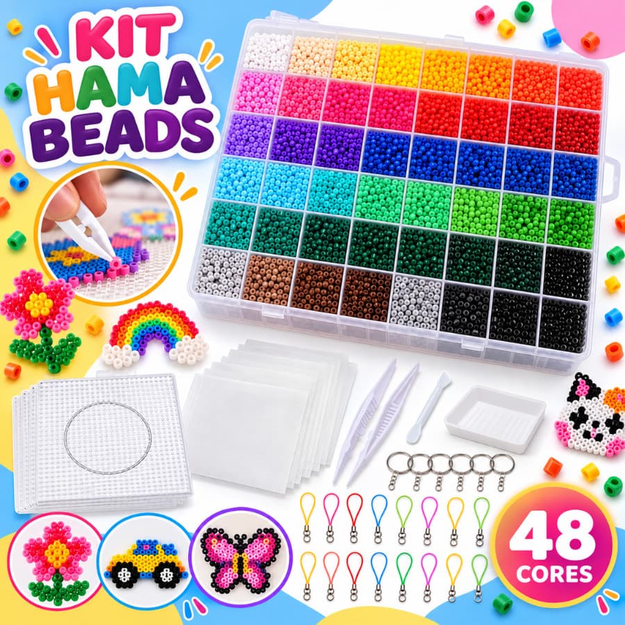 Kit Perler Hama Beads Completo Com Ferramentas 24-48 cores 2.6mm DIY  Envio Imediato