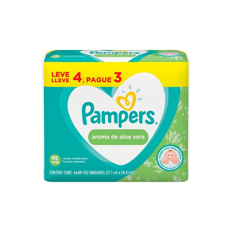 KIT LENCOS UMEDECIDOS PAMPERS AROMA DE ALOE 4X48UN LV4 PG3