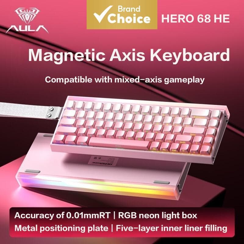 Teclado Mecânico Gamer AULA HERO68 HE com fio, interruptor magnético Hall Effect, gatilho rápido, teclado para jogos com