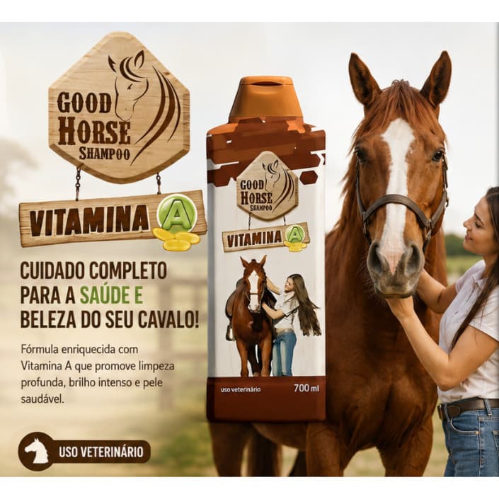 Shampoo Good Horse Vitamina A 700ml para Cavalos Uso Veterinário Limpeza e Cuidado
