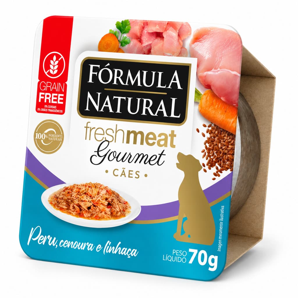 Ração Úmida Para Cachorro Fórmula Natural Gourmet Peru Cenoura Linhaça 70g