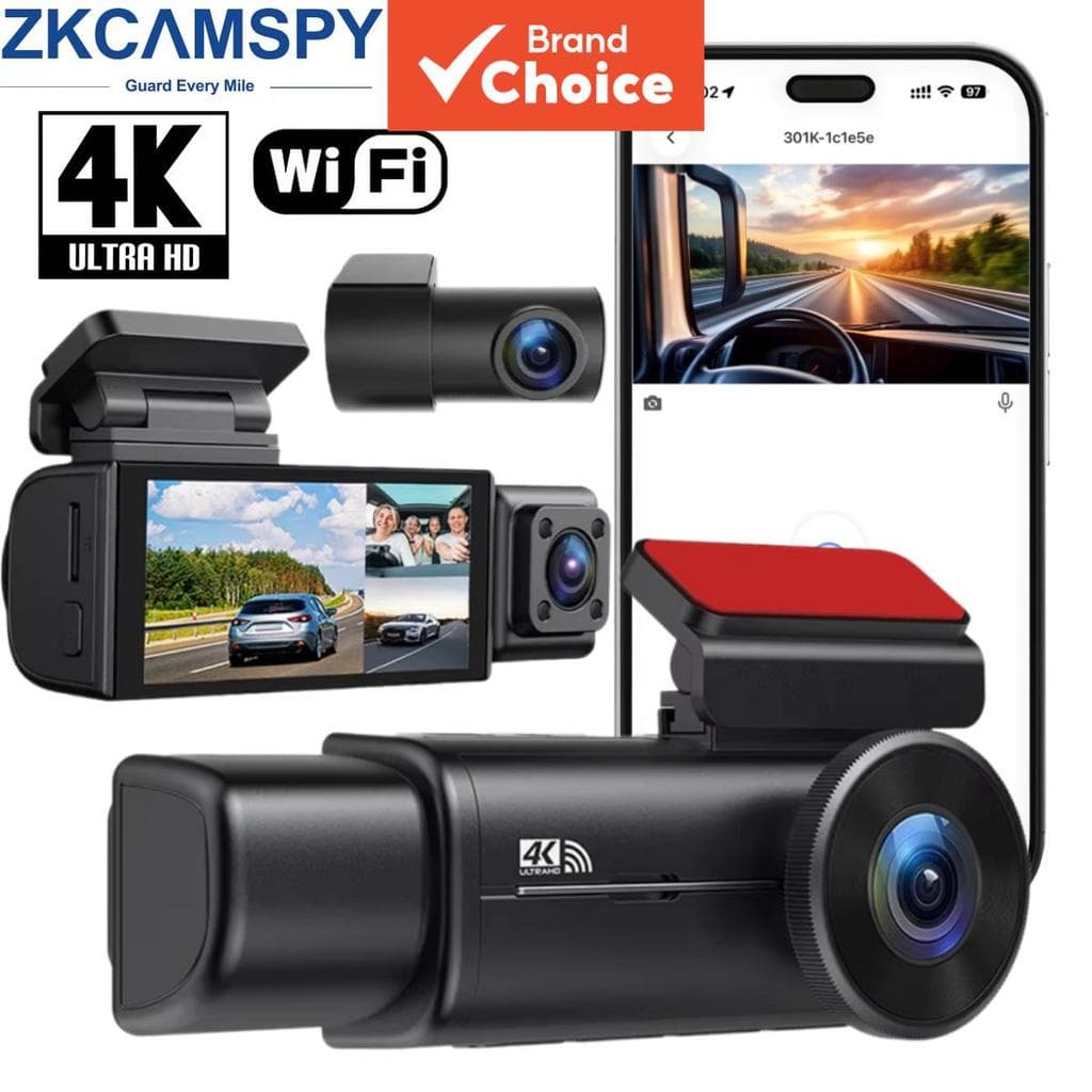 4k Uhd 3 Canais Dash Cam WIFI Carro Caixa Preta Frente Interna Gravador Traseiro Hdr Visão Noturna Controle De Aplicativ