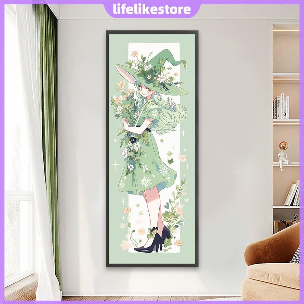 Kit De Pintura De Diamante Redondo 5D Figura De Bruxa Floral 11.81 X 31.5 Pol . Tela De Strass Com Broca Completa [lifel