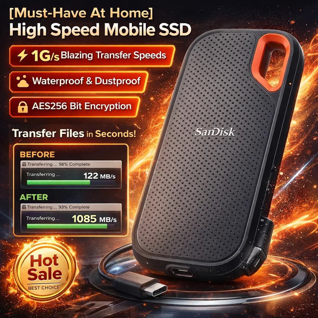 【Armazenamento Portátil】📱 Portable External SSD Type-C, High-Speed Plug & Play SSD Externo/Alta Velocidade