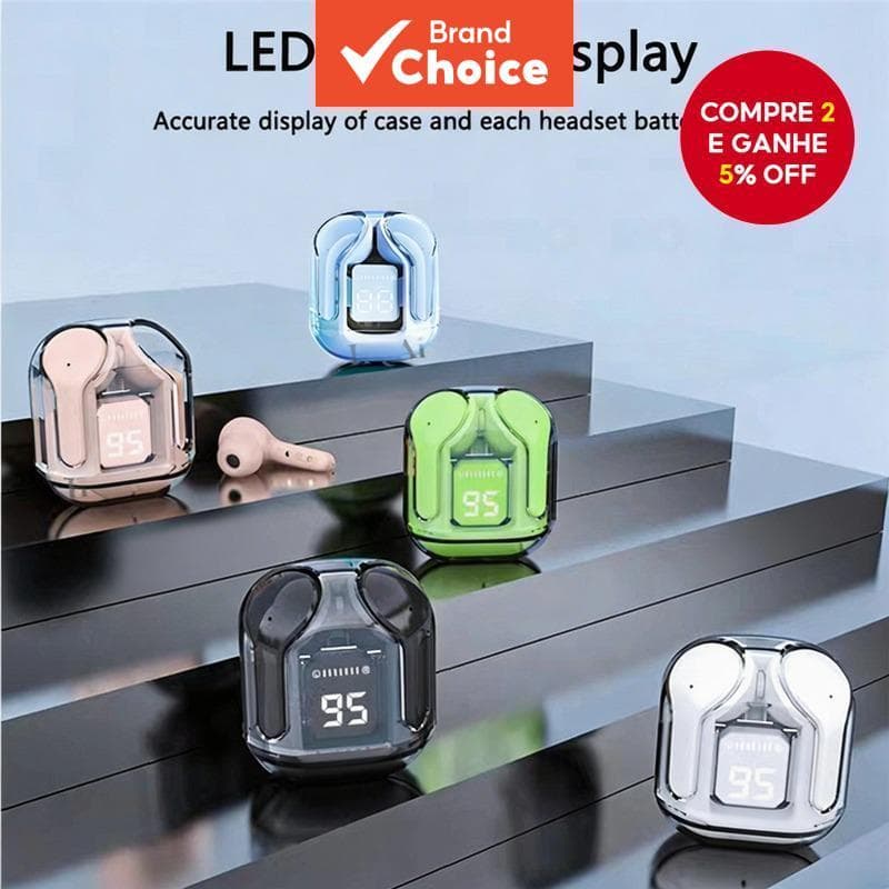  Fones de Ouvido Bluetooth Senbenbao Air31 - Fones TWS com Som 9D, Visor Digital e Compatível com Diversos Dispositivos