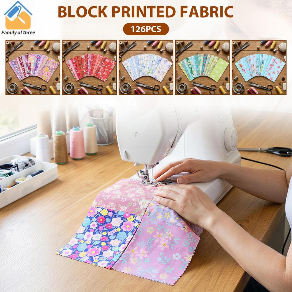 126 Unidades De Tecido De Costura Quadrado Patchwork 5 Polegadas Algodão Acolchoado Decorativo SHOPSKC3114