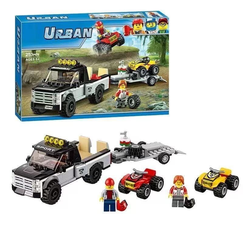 360 peças de blocos de montar Lego, modelo de caminhão de reboque, caminhão de camping, ônibus, iate, brinquedo educativ