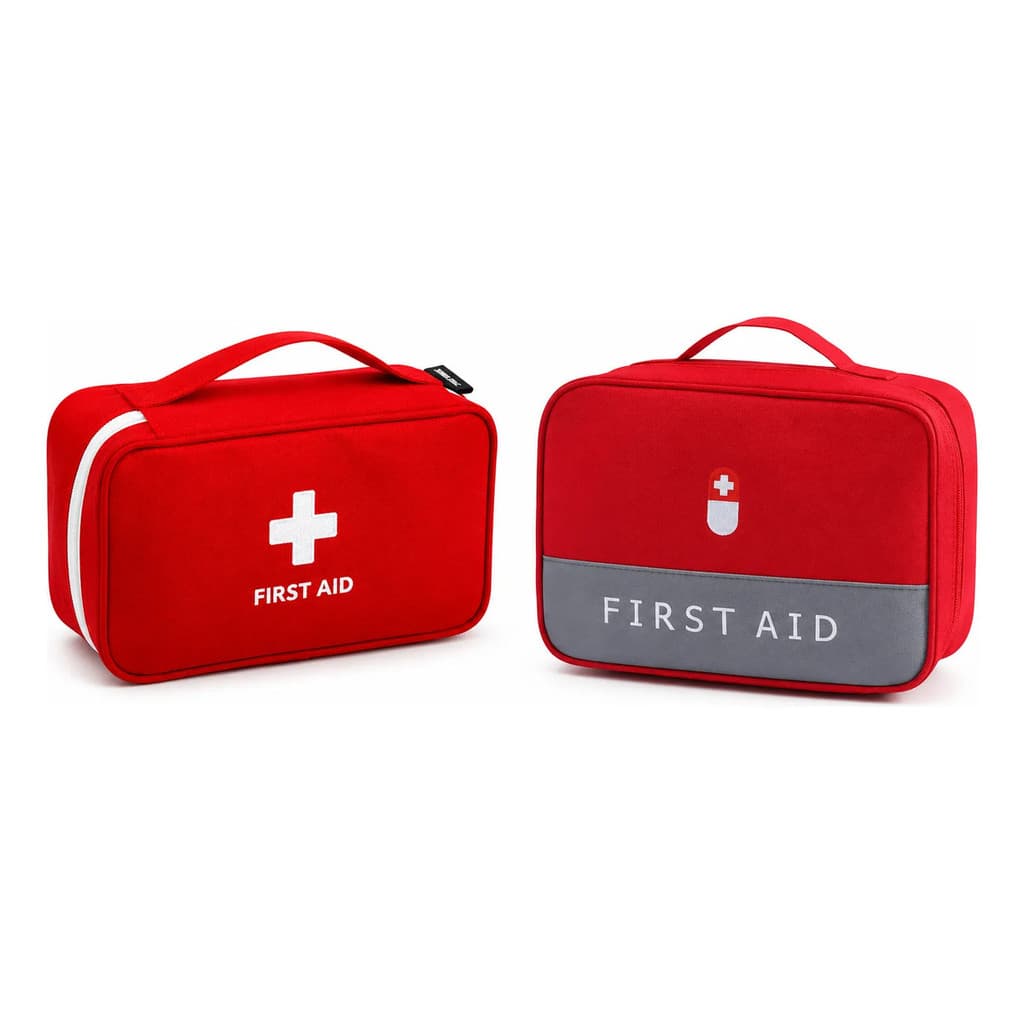 Kit 2 Bolsa Porta Remédios Pequena Grande Primeiros Socorros Vermelha