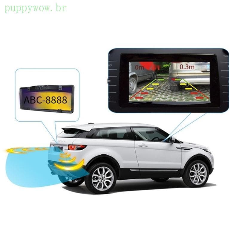 PUP Da Placa Licença Do Carro Automático Estacionamento Radares Integrado Visão Traseira Câmera Backup