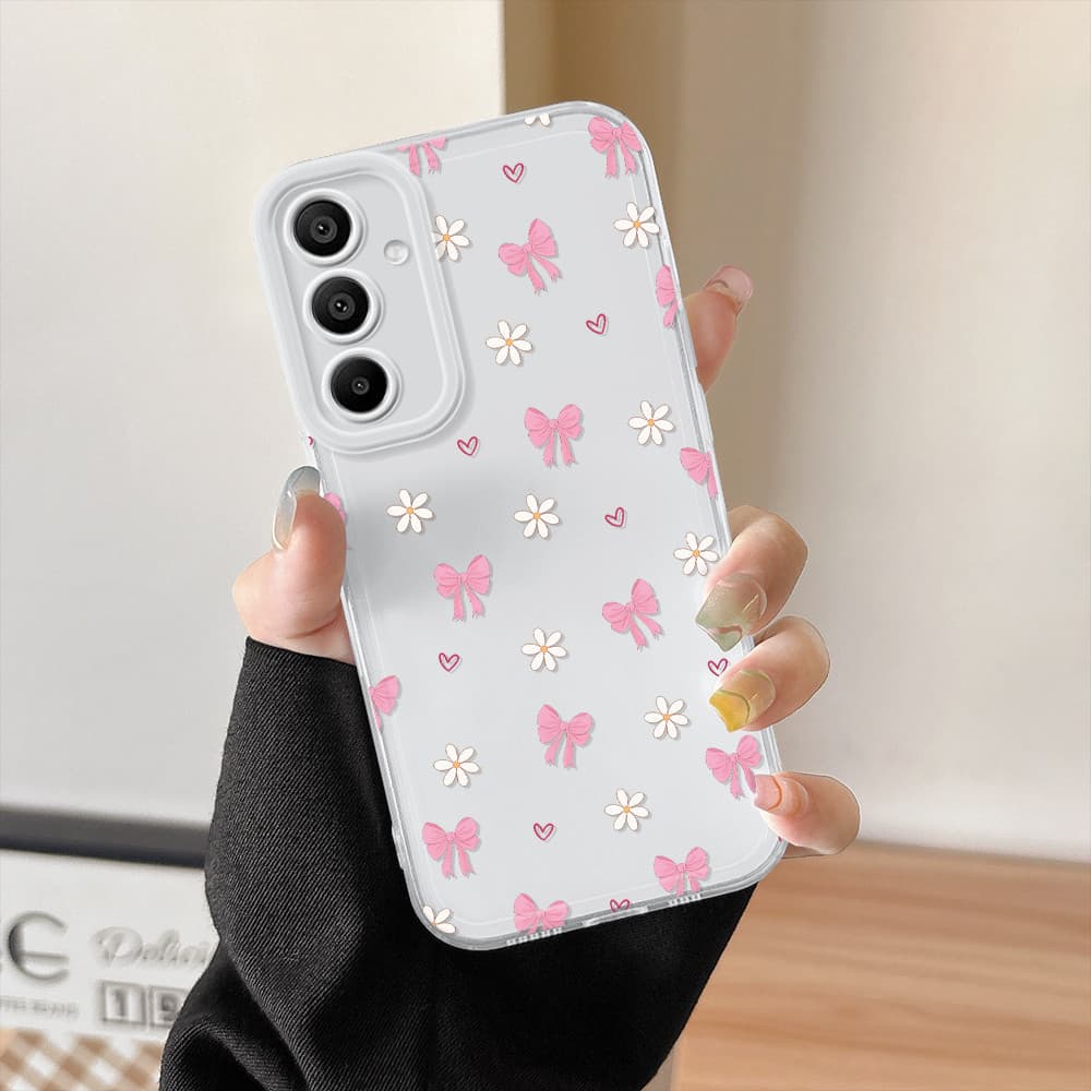 Capa de celular com laço adequada para Samsung Galaxy A15 4G 5G, capa protetora de celular simples, transparente e macia