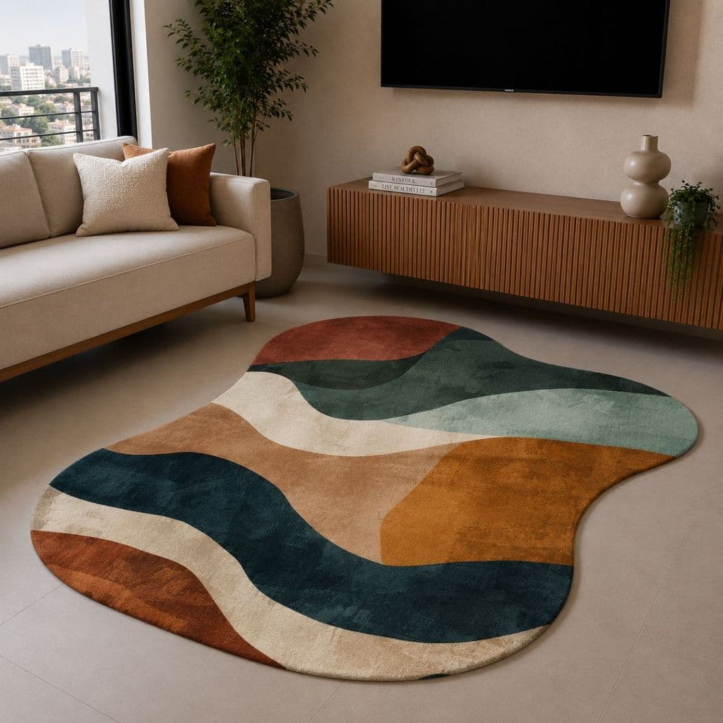 Tapete Orgânico Decorativo 117x67cm Antiderrapante para Sala e Quarto 026