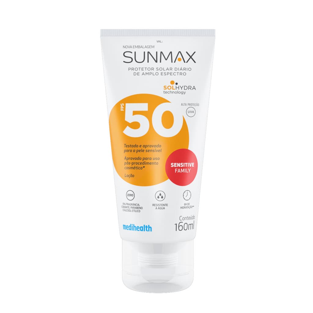 Protetor Solar Sunmax Sensitive FPS 50 160ml Pele Sensível