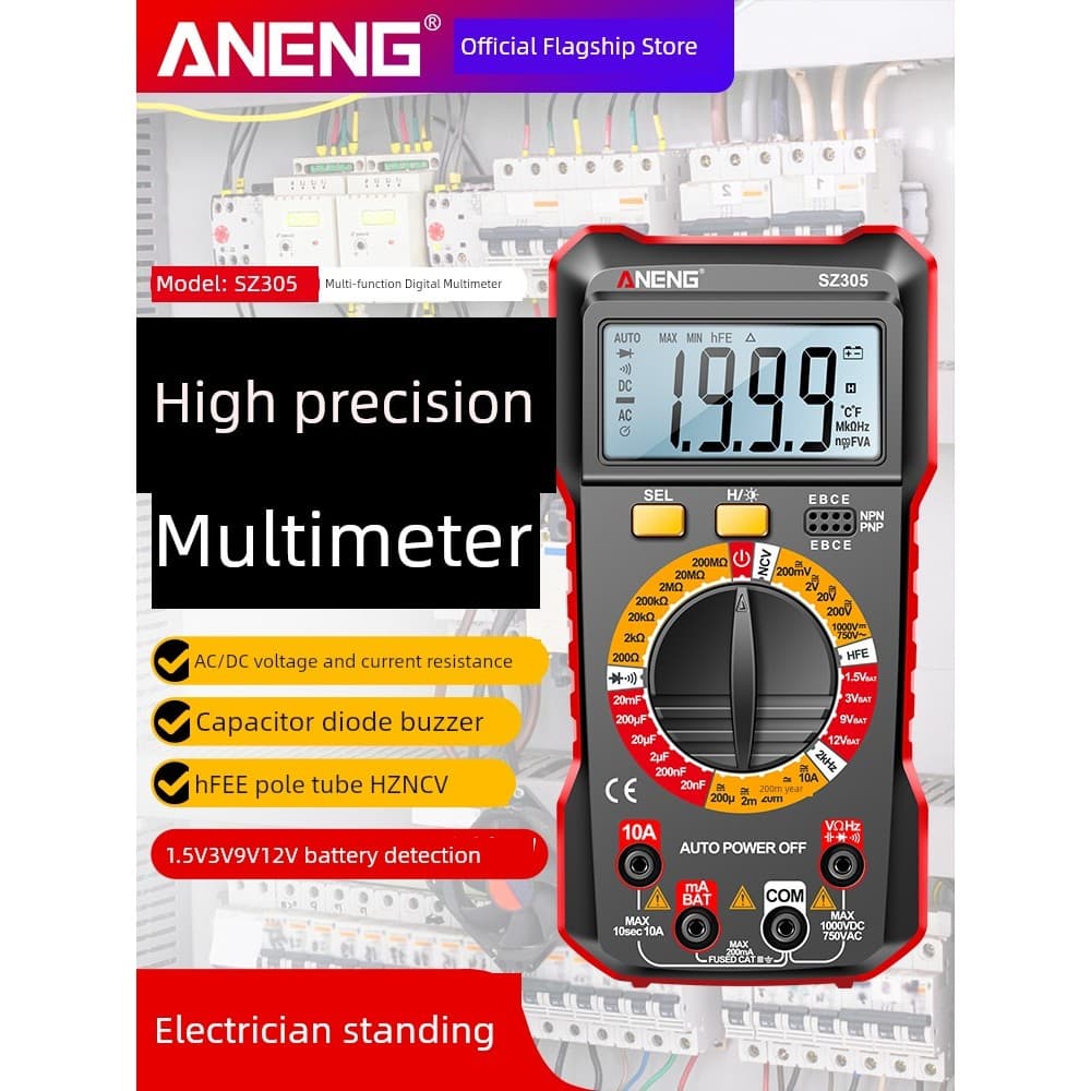 Eletricista eletrônico multímetro digital de alta precisão Multi-função Display digital Capa de medição de tensão