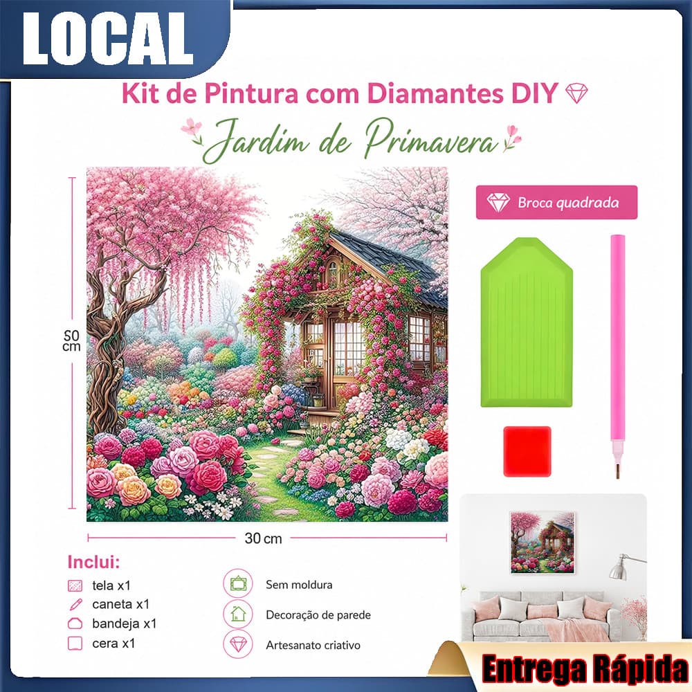 Conjunto de pintura diamante adulto 5D cabine de flores 30x30cm adequado para decoração de casa, amantes feitos à mão