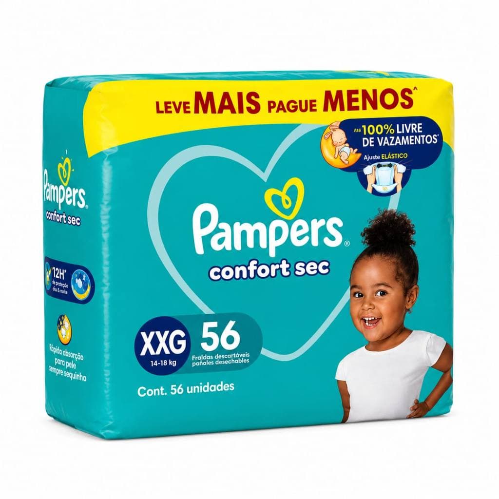 Fralda Pampers Confort Sec Bag XXG 56 Unidades