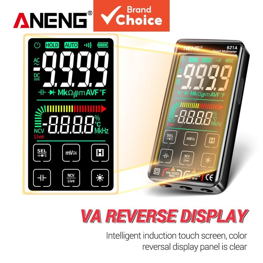 Multímetro Digital Inteligente Recarregável ANENG 621A , 9000 Contagens AC DC Tensão Atual Capacitor Diodo NCV Detecção 